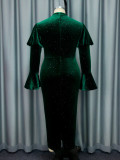 Women Party Formal Party Long Sleeve Beaded Dress