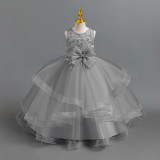 Girl beaded bow princess dress