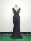Women Beaded Beaded Sequin Evening Dress
