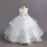 Girl beaded bow princess dress