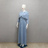 Women Abaya Neckline Beaded Diamond Strip Shawl Collar Muslim Robe