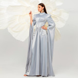 Women Long Sleeve Elegant Round Neck Long Formal Party Evening Dress