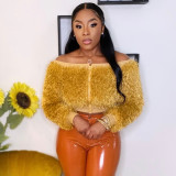 Women autumn long sleeve off shoulder jacket