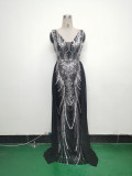 Women Beaded Beaded Sequin Evening Dress