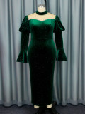 Women Party Formal Party Long Sleeve Beaded Dress