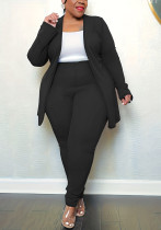 Plus Size Women Autumn and Winter Long Sleeve Top and Pants Two Piece Set