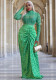 Women Fall/Winter Mesh Top And Long Skirt Two Piece Set