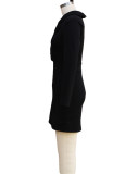 Women long-sleeved Turndown Collar Bodycon Dress