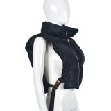 Women winter lace zipper sleeveless vest