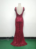 Women Beaded Beaded Sequin Evening Dress