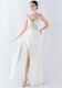 Women Beaded Flowered Fishbone Evening Dress