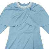 Women Abaya Neckline Beaded Diamond Strip Shawl Collar Muslim Robe