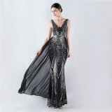 Women Beaded Beaded Sequin Evening Dress