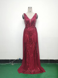 Women Beaded Beaded Sequin Evening Dress