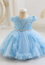 Girl sequined beaded puffy flower princess dress