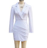 Women long-sleeved Turndown Collar Bodycon Dress
