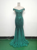Women Evening Dress Beaded Mesh Beaded Evening Dress