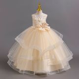 Girl beaded bow princess dress