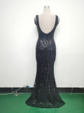 Women Beaded Beaded Sequin Evening Dress