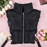 Women winter lace zipper sleeveless vest