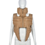 Women winter hollow irregular sleeveless vest