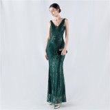 Women Beaded Beaded Sequin Evening Dress