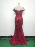 Women Evening Dress Beaded Mesh Beaded Evening Dress