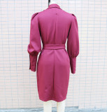 Women autumn and winter Solid shawl collar long-sleeved Blazer dress