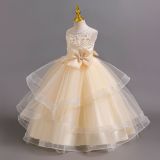 Girl beaded bow princess dress