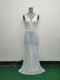 Women Beaded Beaded Sequin Evening Dress