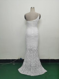Women Ostrich Feather Beaded Evening Dress