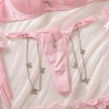 Pink Bow Sexy Bra Set Sexy Four-Piece Underwear Set
