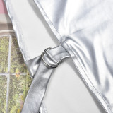 Summer Women High-Neck Sleeveless Lace-Up Pu Leather Vest