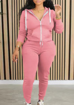 Spring, Autumn And Winter Women's Fashion Solid Color Hooded Top Pants Casual Set Spring, Autumn And Winter Women's Fashion Solid Color Hooded Top Pants Casual Set