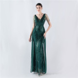 Sexy Rhinestone Chain Sequins Evening Dress