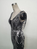 Sexy Rhinestone Chain Sequins Evening Dress