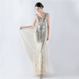 Sexy Rhinestone Chain Sequins Evening Dress