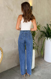 Women's Clothing Beaded Straight Denim Trousers