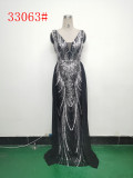 Elegant Sequin Rhinestone Chain Evening Dress