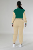 Women's Fashion Contrast Color Baseball Jacket Pants Two-Piece Set