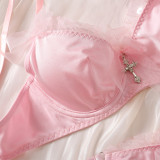 Pink Bow Sexy Bra Set Sexy Four-Piece Underwear Set
