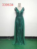 Elegant Sequin Rhinestone Chain Evening Dress