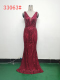Elegant Sequin Rhinestone Chain Evening Dress