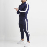 Autumn And Winter Casual Men's Sports Suits Color Matching Men's Casual Trendy Two Piece Tracksuit