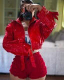 Women's Fashion Sexy Solid Color Pu Leather Jacket