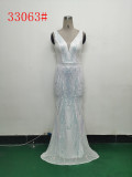 Elegant Sequin Rhinestone Chain Evening Dress