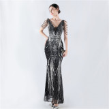 Sexy Rhinestone Chain Sequins Evening Dress