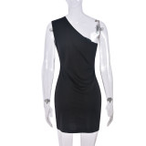 Summer Beaded Bow Slit Slash Shoulder Women Dress
