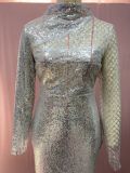 Cutout Off Shoulder Dress Round Neck Slim Chic Sequin Dress Women