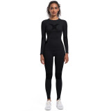 Women Seamless Tight Fitting High Stretch Long-Sleeved Sports Running Cycling Yoga Suit